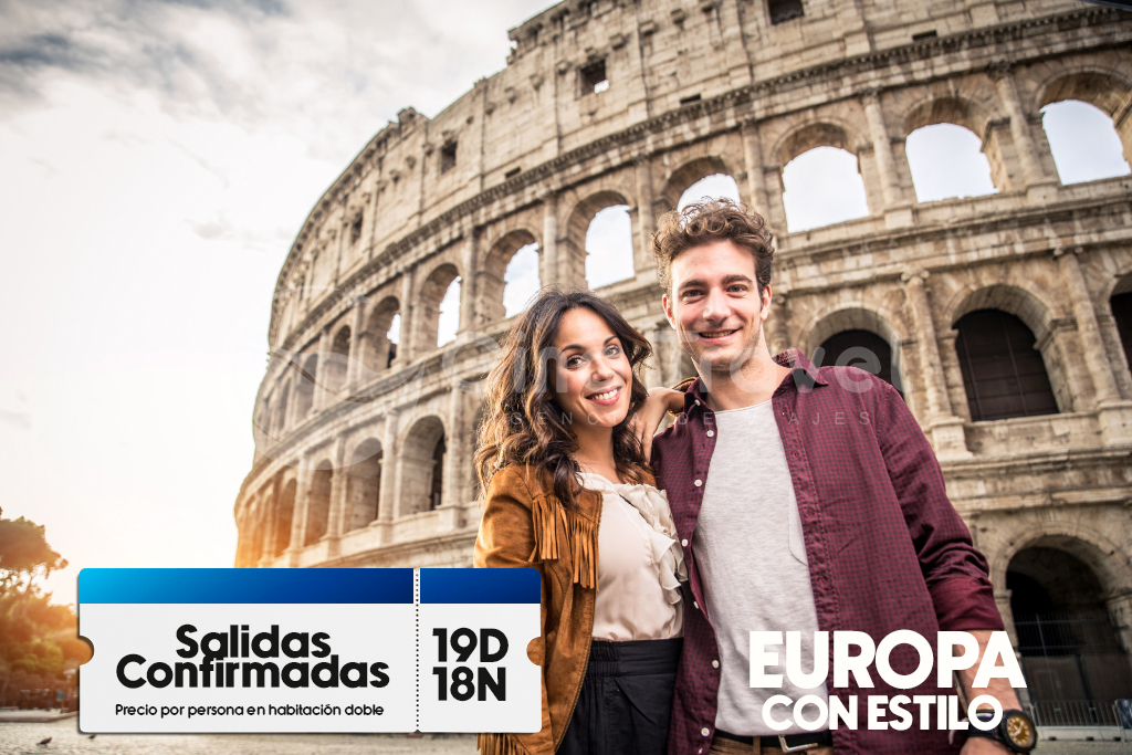 Paquetes a Europa Fantástica con recorrido por Madrid, París, Zúrich, Venecia, Roma, Florencia, Costa Azul y Barcelona.