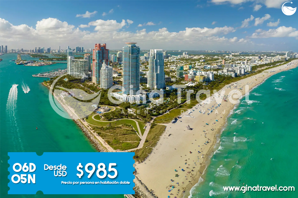 Oferta de paquetes turísticos para viajar a Miami.