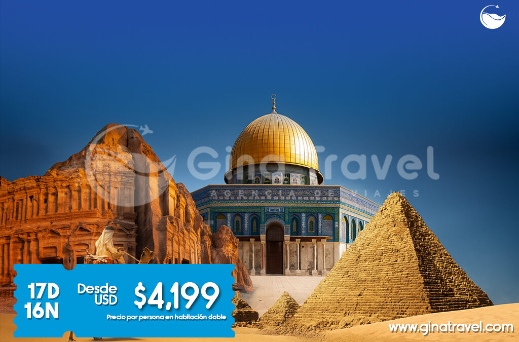 Viaje espiritual y cultural por Egipto, Petra y Tierra Santa, recorriendo lugares históricos y sagrados.