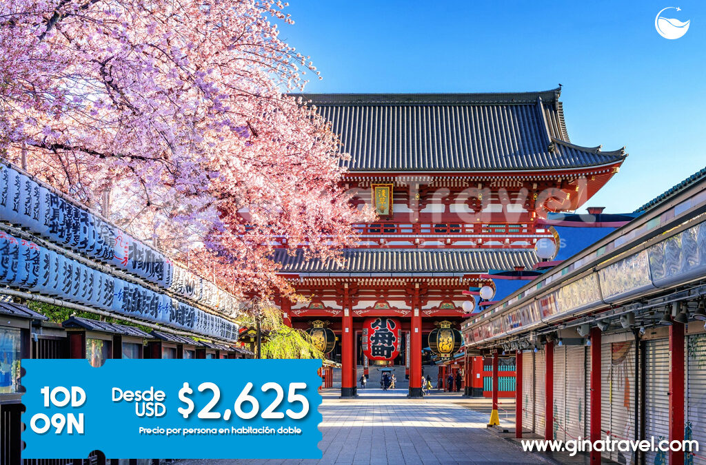 Templos tradicionales y paisajes icónicos de Japón incluidos en nuestros paquetes turísticos.