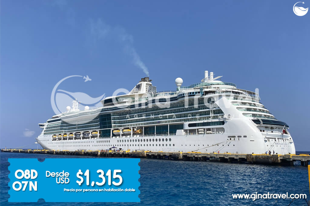 Crucero Serenade of the Seas navegando por el mar con modernas instalaciones y vista panorámica