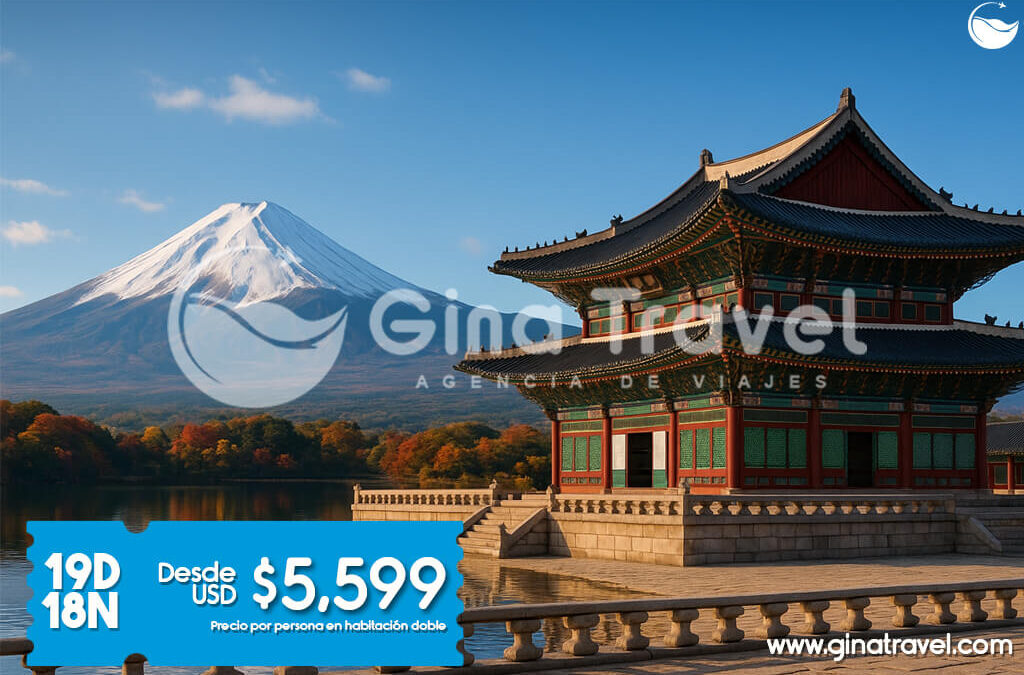 Paquete turístico a Japón y Corea 2026 con visitas a Tokio, Kioto, Osaka, Seúl y más destinos exclusivos