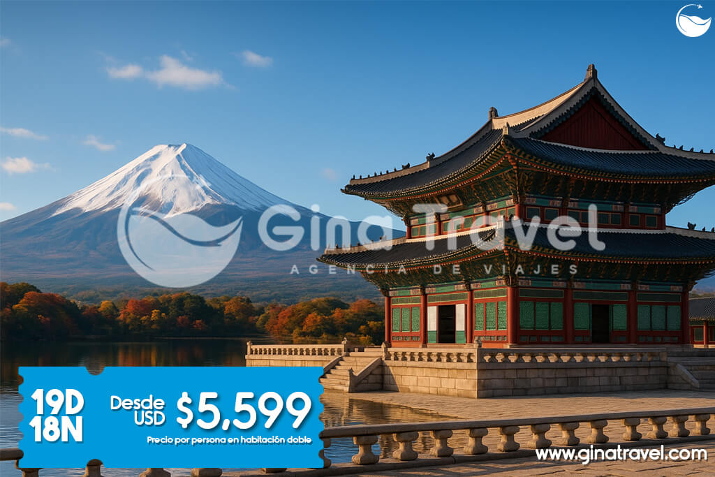 Paquete turístico a Japón y Corea 2026 con visitas a Tokio, Kioto, Osaka, Seúl y más destinos exclusivos