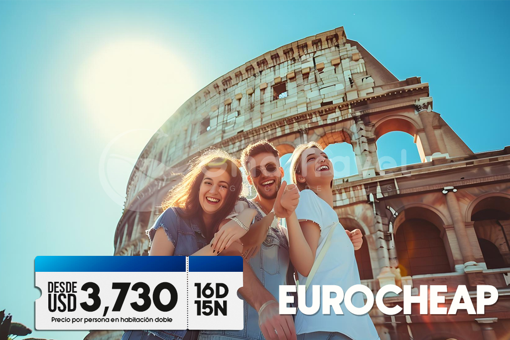 Paquetes a Europa Fantástica con recorrido por Madrid, París, Zúrich, Venecia, Roma, Florencia, Costa Azul y Barcelona.