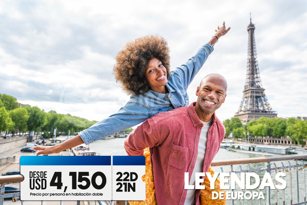 Paquetes a Europa Fantástica con recorrido por Madrid, París, Zúrich, Venecia, Roma, Florencia, Costa Azul y Barcelona.