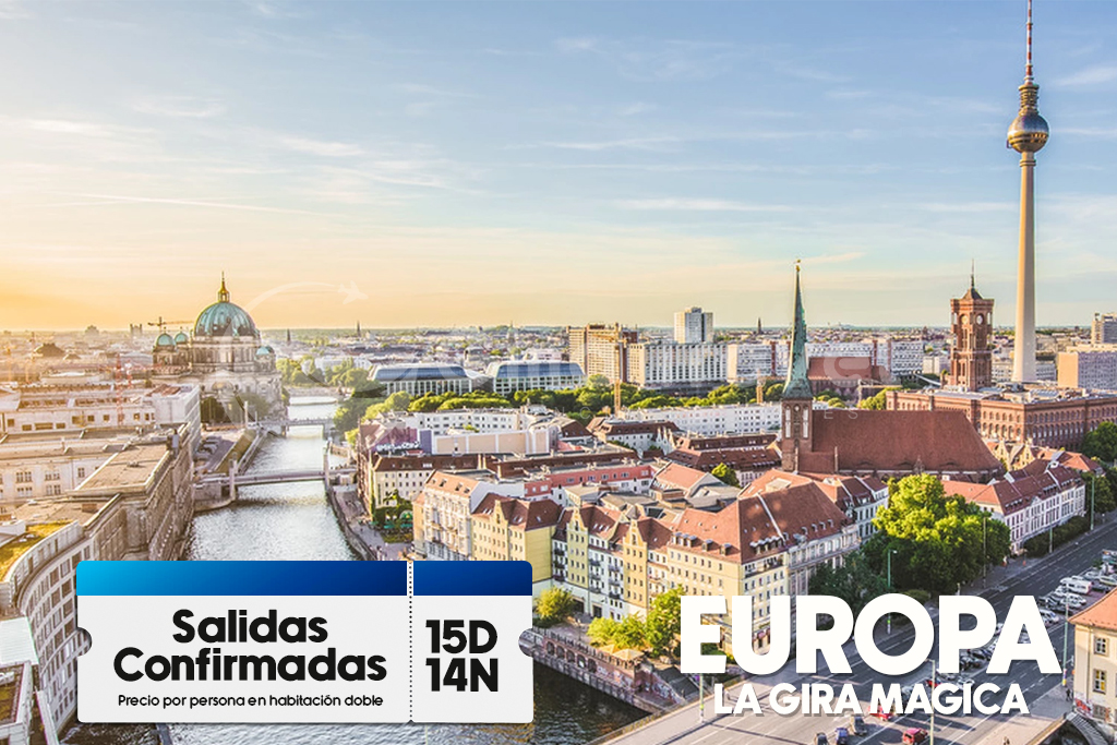Paquetes a Europa Fantástica con recorrido por Madrid, París, Zúrich, Venecia, Roma, Florencia, Costa Azul y Barcelona.
